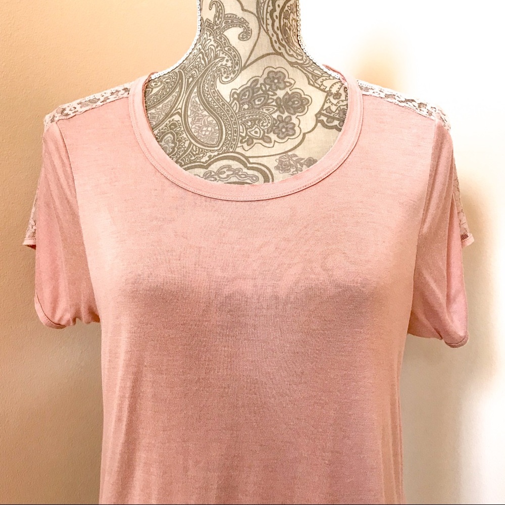 Guess Pink Lace T-Shirt - Picture 2 of 5